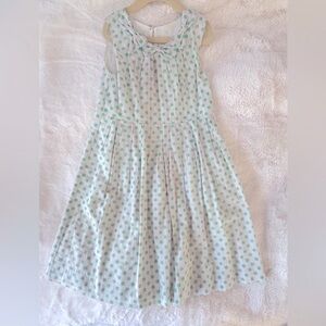 Rachel Riley Dress White with Green Polka Dot